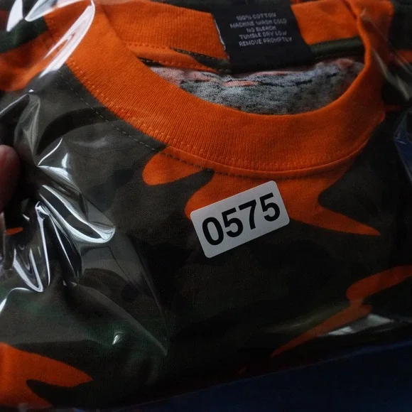 Zeep World Sports Mens XL Orange Green Camo T-Shirt Short Sleeve Cotton Tee - Picture 7 of 7